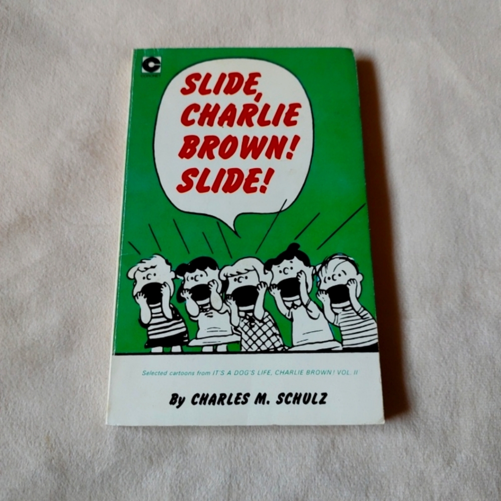 Vintage CHARLES M SCHULZ Slide Charlie Brown Slide 1977 70s Vintage Peanuts Book
